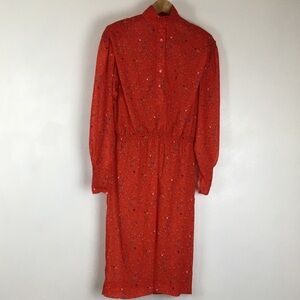 Vintage Red Moon and Stars Long Sleeve Dress 6 Don Sophisticates Charlotte Ford